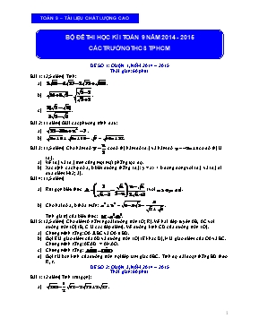 Bộ đề thi học kì I Toán 9 năm 2014 - 2015